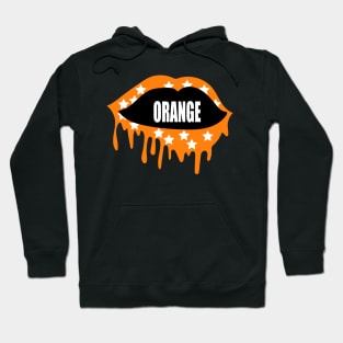 bleed orange lips with stars Hoodie